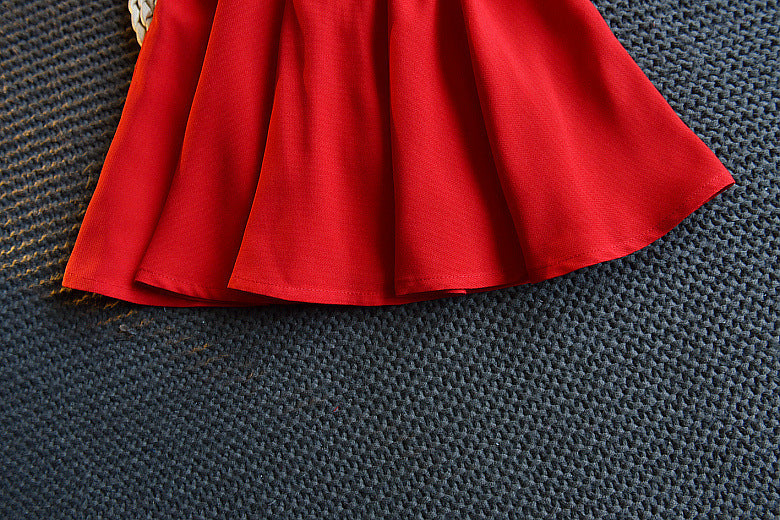 [363301-RED] - Setelan Fashion Anak Perempuan Import - Motif Polkadot Rope