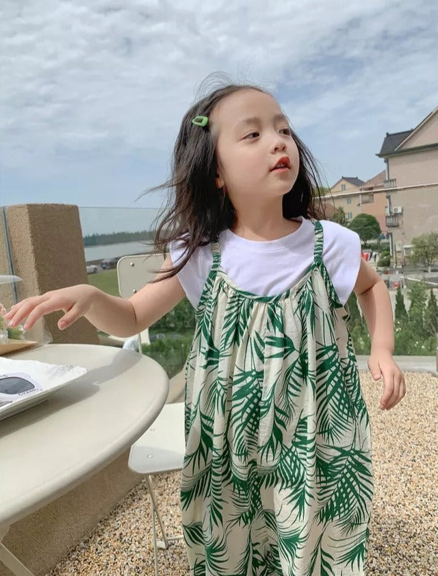 [363485] - Jumpsuit Trend Fashion Anak - Motif Long Leaves (Tanpa Kaos Dalam Putih)