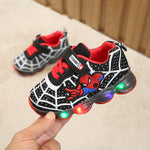 [343120-BLACK] - IMPORT Sepatu Lampu Sports Anak - Motif Spiderman Nets