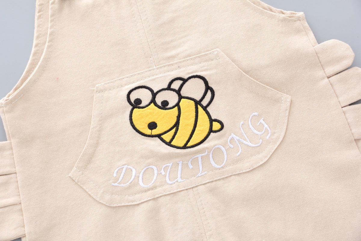 [368161] - Baju Setelan Overall Anak - Motif Striped Bee