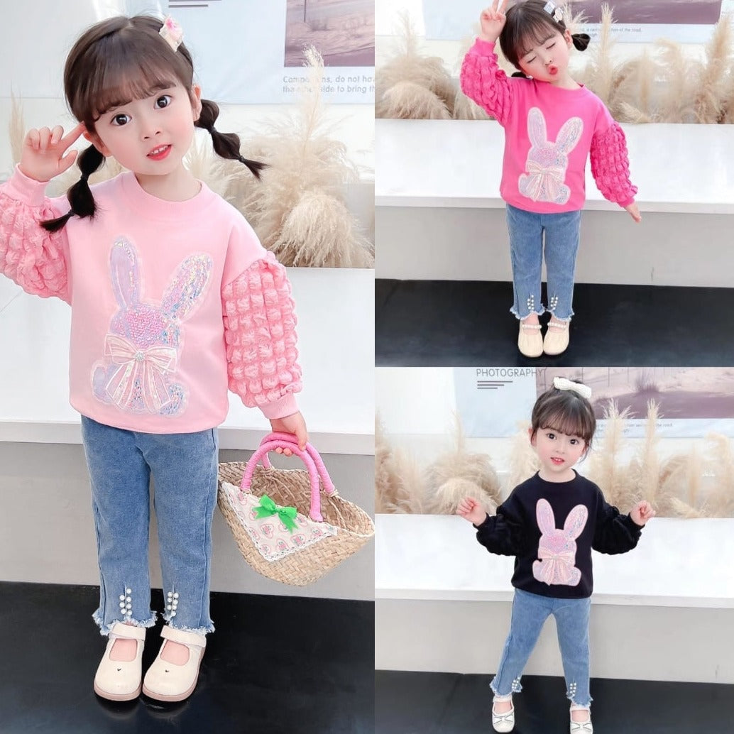 [001362] - Setelan Ootd Fashion Anak - Motif Sparkling Rabbit