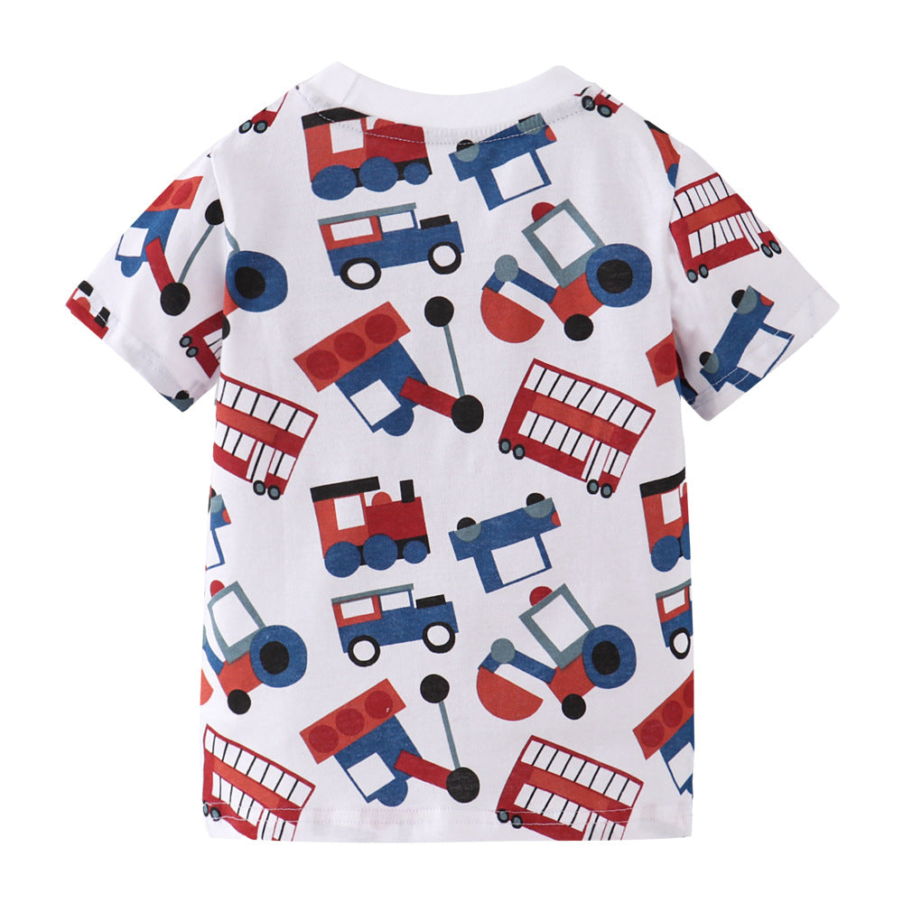 [357310] - Baju Atasan Summer Anak Trendi / Atasan Anak / Kaos Anak - Motif Vehicle Pattern