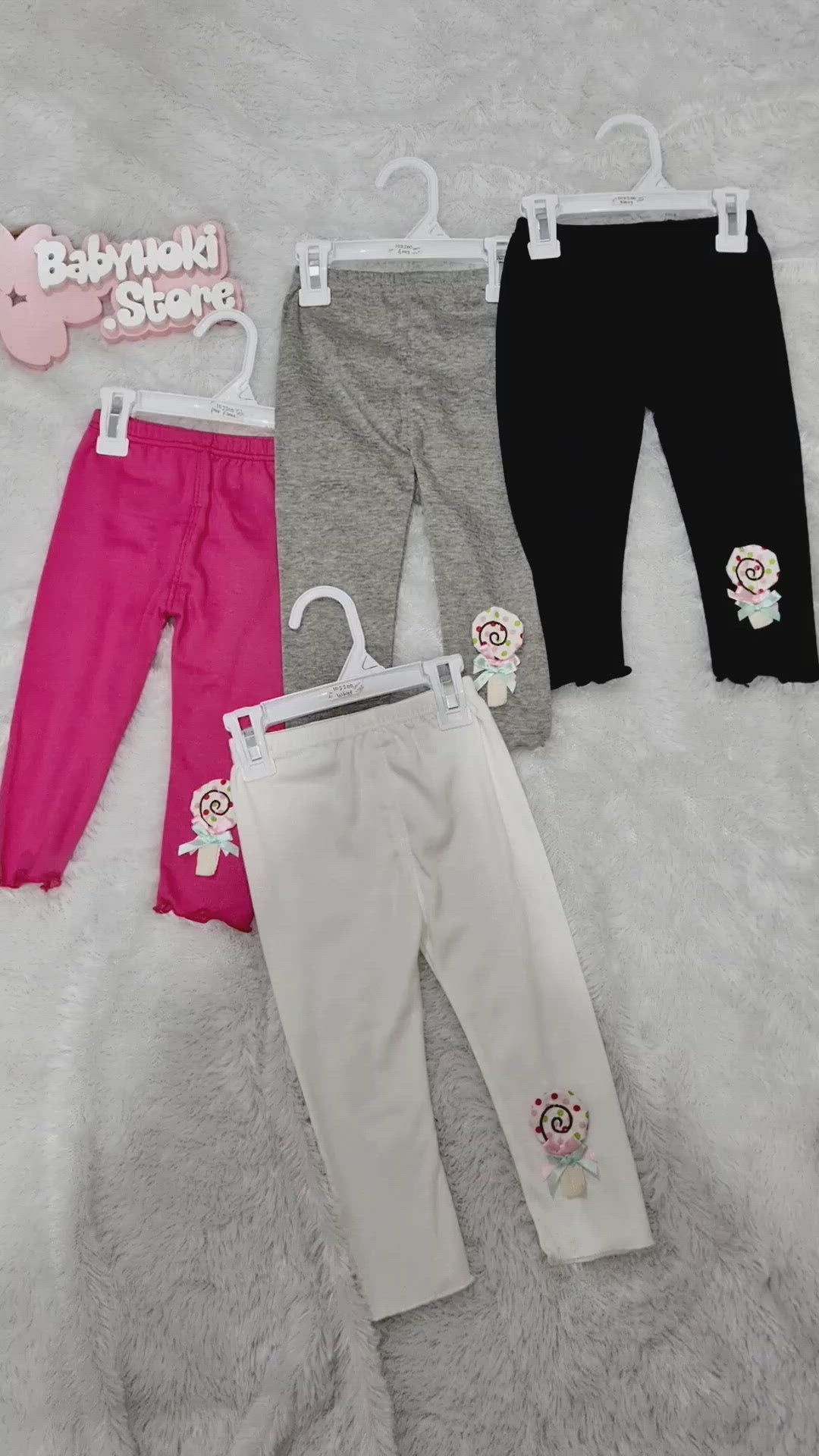 [102200-GRAY] - IMPORT Celana Legging Anak 6 Bln - 3 Thn - Motif 3D Lollipop