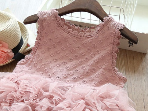 [363138-PINK] - Dress Fashion Anak Perempuan / Dress Anak - Motif Embossed Flowers