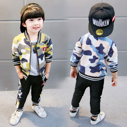 [368178-YELLOW] - Setelan Jaket 3 In 1 Keren Anak - Motif Army Stripes