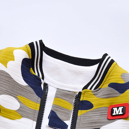 [368178-YELLOW] - Setelan Jaket 3 In 1 Keren Anak - Motif Army Stripes