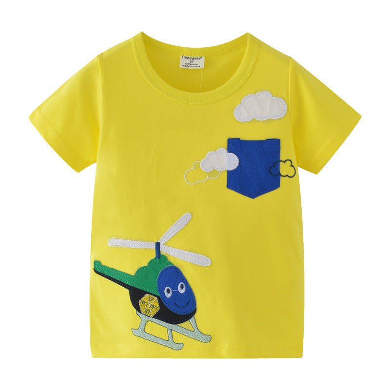 [357208] - Atasan Anak / Kaos Anak / Atasan Summer Anak Trendi - Motif Cartoon Helicopter