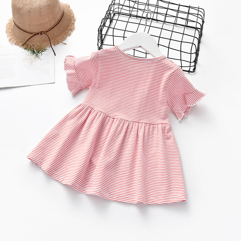 [511107-RED STRIPE] - Dress Anak Fashion Kekinian - Motif Thin Line