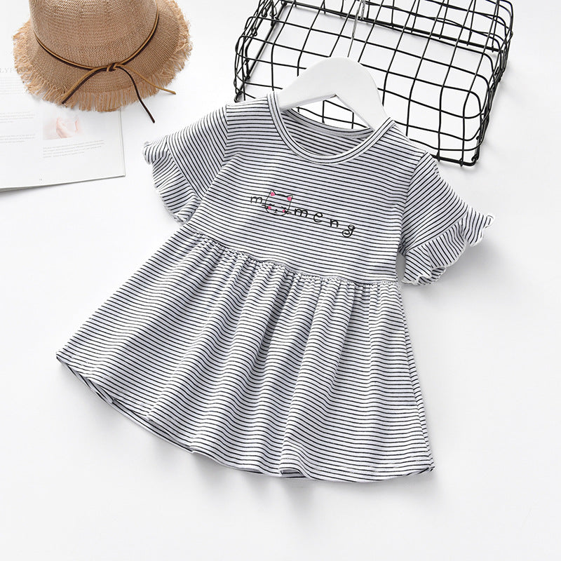 [511107-NAVY BLACK] - Dress Anak Fashion Kekinian - Motif Thin Line