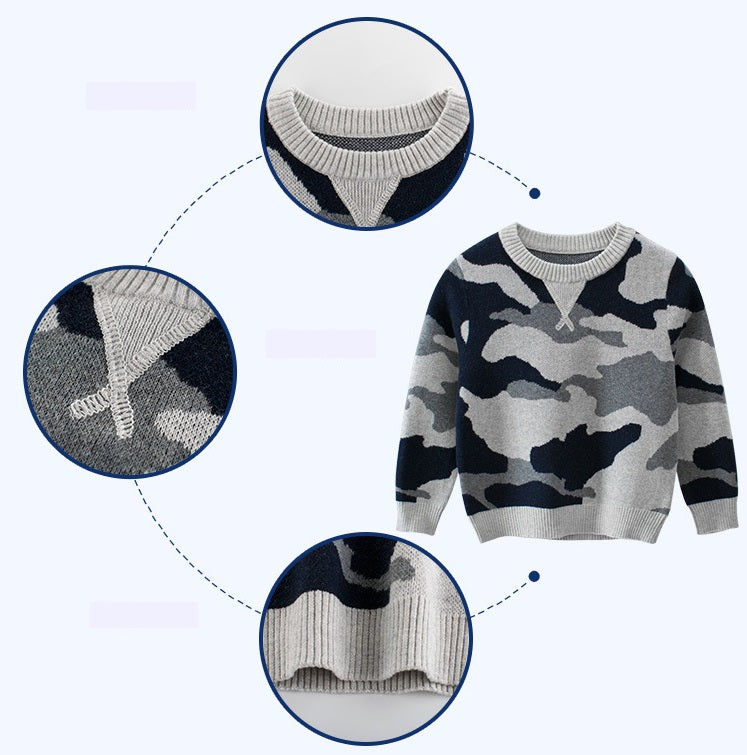 [121262] - Atasan Sweater Rajut Anak - Motif Army Color