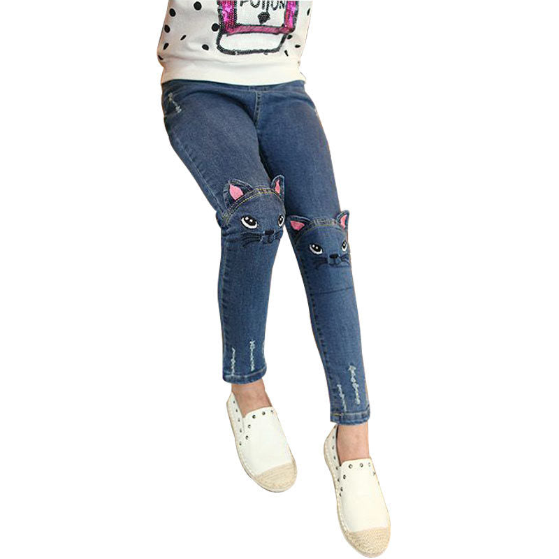 [508162] -Celana Panjang Jeans Anak Kekinian - Motif Cat Face