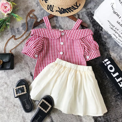 [507381] - Setelan Fashion Anak Perempuan - Motif Gingham