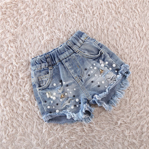 [508102] - Celana Pendek Jeans Anak Kekinian - Motif Pearl Tassel