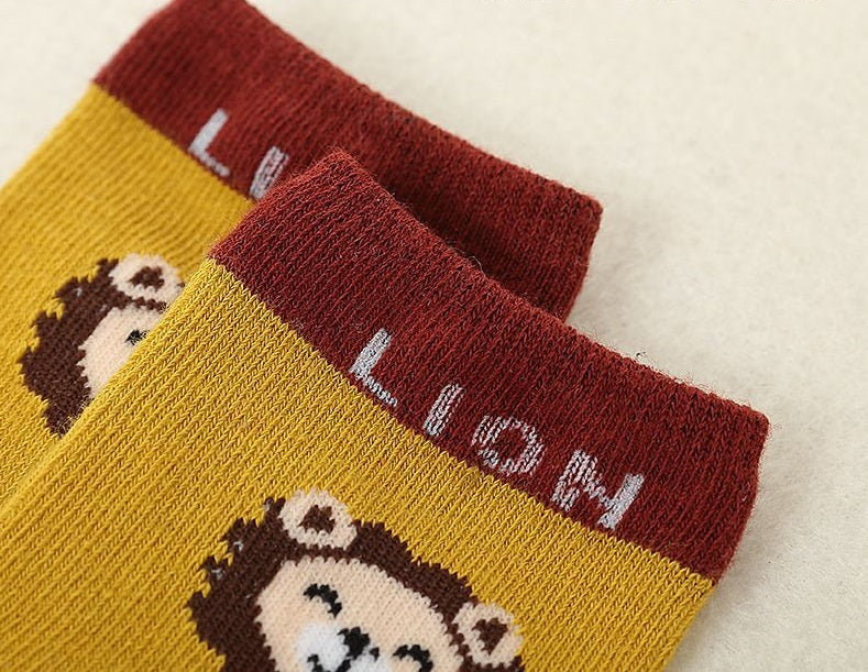 [378123] - 5 In 1 Kaos Kaki Bayi Lucu / Kaos Kaki Anak Import - Motif Forest Lion