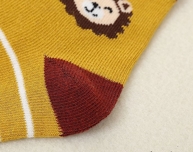 [378123] - 5 In 1 Kaos Kaki Bayi Lucu / Kaos Kaki Anak Import - Motif Forest Lion