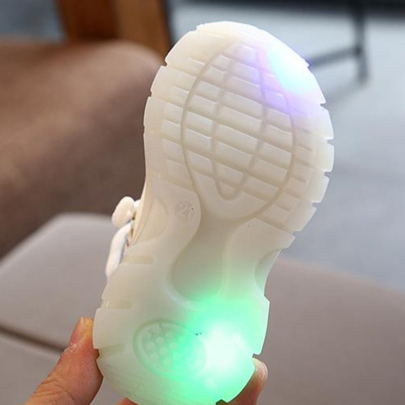 [343143-PINK] - Sepatu Lampu Anak Perempuan LED Lights Import - Motif Side Stickers