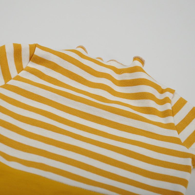 [102239-YELLOW] - Setelan Fashion Anak Perempuan - Motif Striped Plain