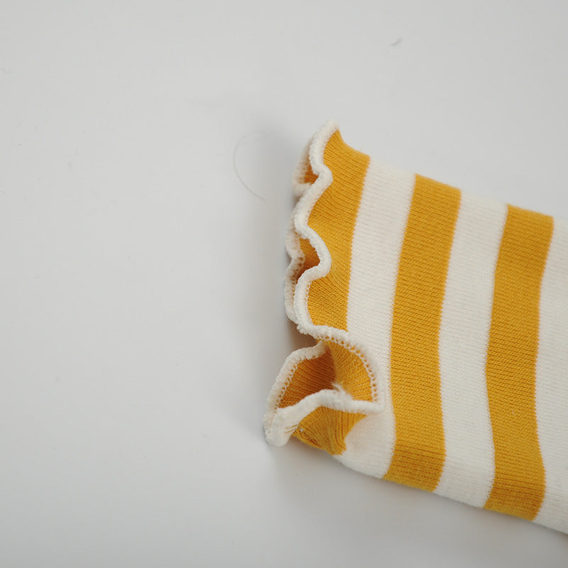 [102239-YELLOW] - Setelan Fashion Anak Perempuan - Motif Striped Plain