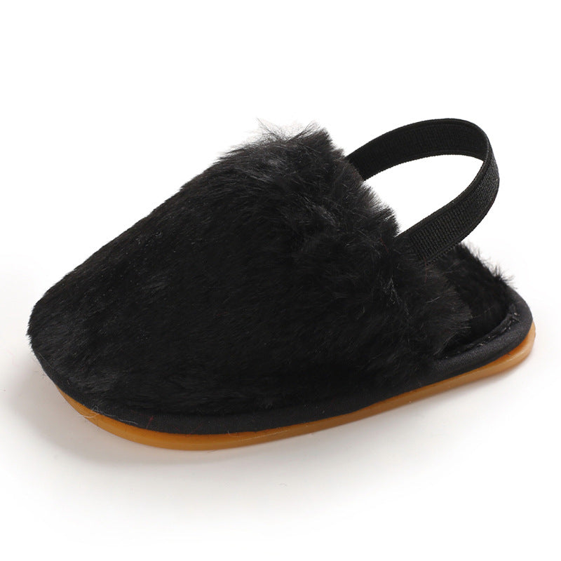 [105283-BLACK] - Sepatu Sandal Bayi Prewalker Import - Motif Feather Warmers