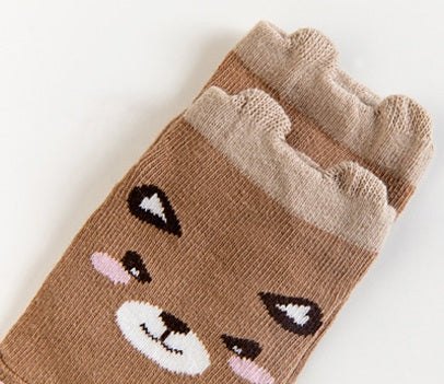 [375138-BROWN] - Kaos Kaki Bayi Lucu / Kaos Kaki Anak Import - Motif Fierce Bear