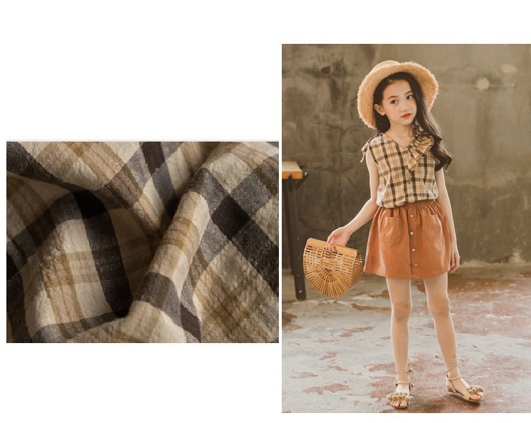 [507177] - Setelan Kutung Anak Perempuan - Motif Tartan Plaid