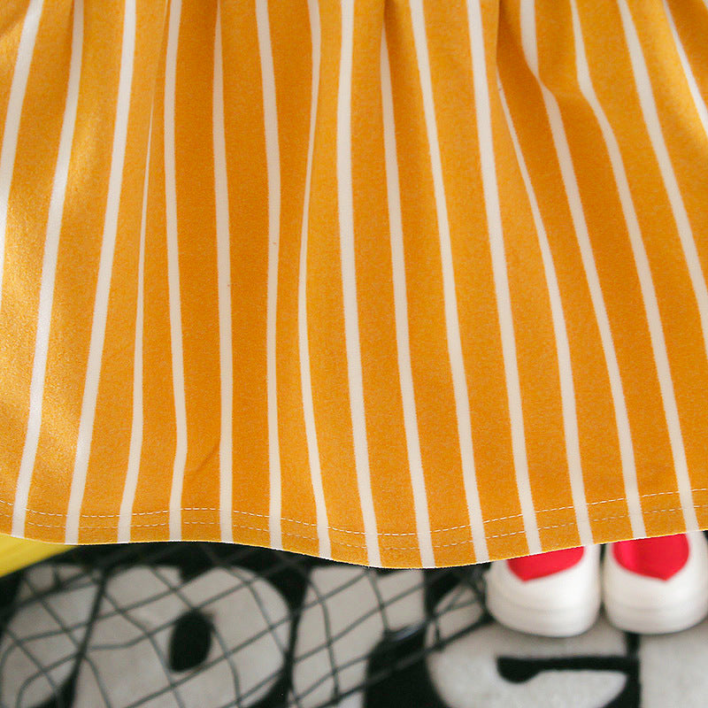 [352111-MUSTARD] - Dress Renda Anak Perempuan Kekinian - Motif Cute Face