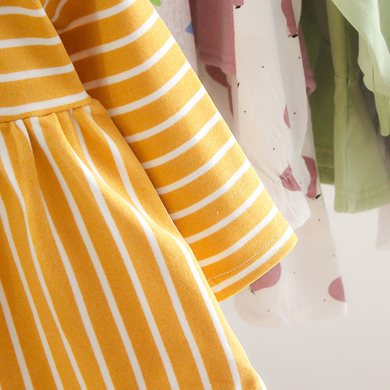 [352111-MUSTARD] - Dress Renda Anak Perempuan Kekinian - Motif Cute Face