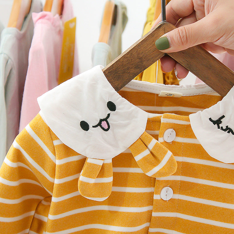 [352111-MUSTARD] - Dress Renda Anak Perempuan Kekinian - Motif Cute Face