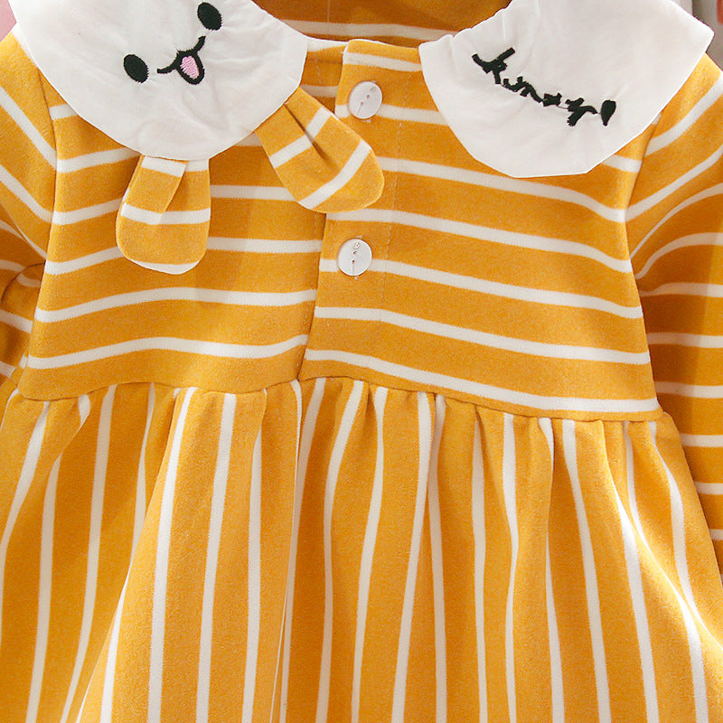 [352111-MUSTARD] - Dress Renda Anak Perempuan Kekinian - Motif Cute Face