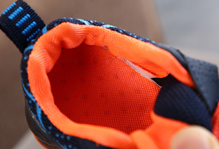 [343120-BLUE BLACK] - IMPORT Sepatu Lampu Sports Anak - Motif Spiderman Nets