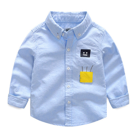 [119105-BLUE] - Baju Atasan Kemeja Anak Laki Laki - Kartun Black Box [B1151]