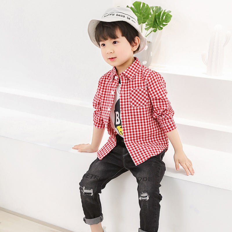 jual [119138] - 100%IMPORT Atasan Kemeja Anak 2 - 7 Thn - Motif Red Casual Boxes 