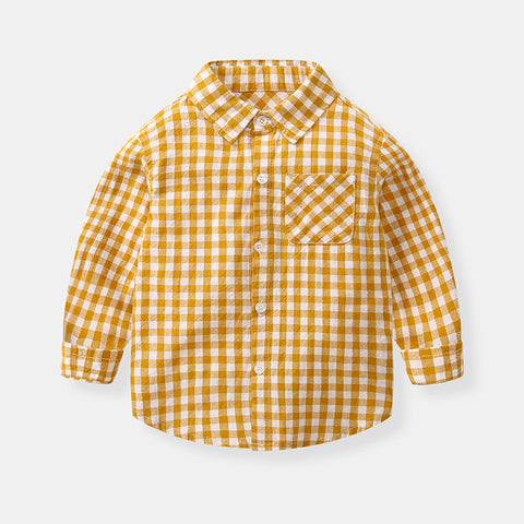jual [119148] - 100%IMPORT Atasan Kemeja Casual Anak - Motif Yellow Boxes 