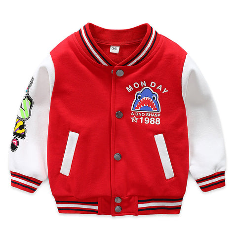jual [119155-RED] - Atasan Jaket Anak / Jaket Anak Sporty - Motif Monday Shark 