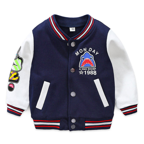 jual [119155-NAVY] - Atasan Jaket Anak / Jaket Anak Sporty - Motif Monday Shark 