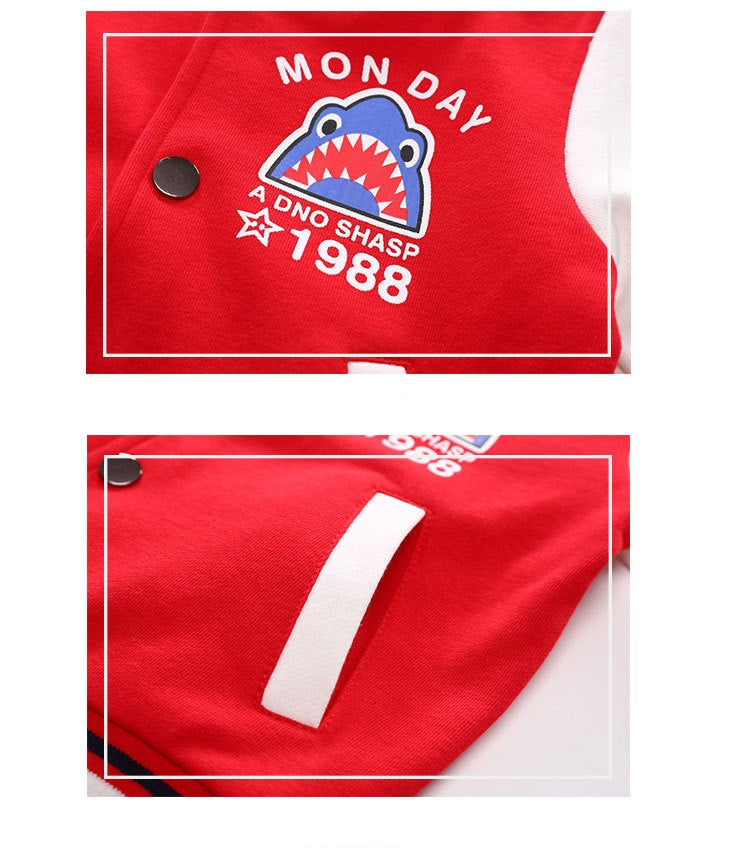 jual [119155-RED] - Atasan Jaket Anak / Jaket Anak Sporty - Motif Monday Shark 