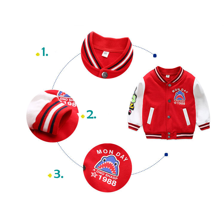 jual [119155-RED] - Atasan Jaket Anak / Jaket Anak Sporty - Motif Monday Shark 