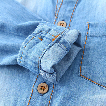 jual [119168-BLUE] - Atasan Kemeja Anak Style Casual - Motif Blue Jeans 