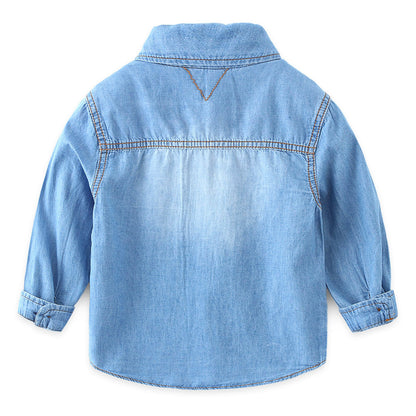 jual [119168-BLUE] - Atasan Kemeja Anak Style Casual - Motif Blue Jeans 