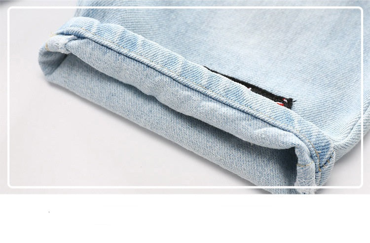 jual [119175-BLUE] - Celana Pendek Jeans Anak Kekinian - Motif Flags &amp; Dogs 