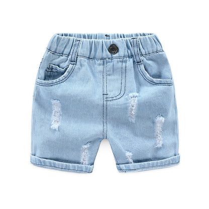 jual [119202] - Celana Pendek Jeans Sobek Anak - Motif Blue Denim 