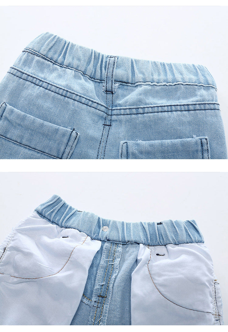 jual [119202] - Celana Pendek Jeans Sobek Anak - Motif Blue Denim 