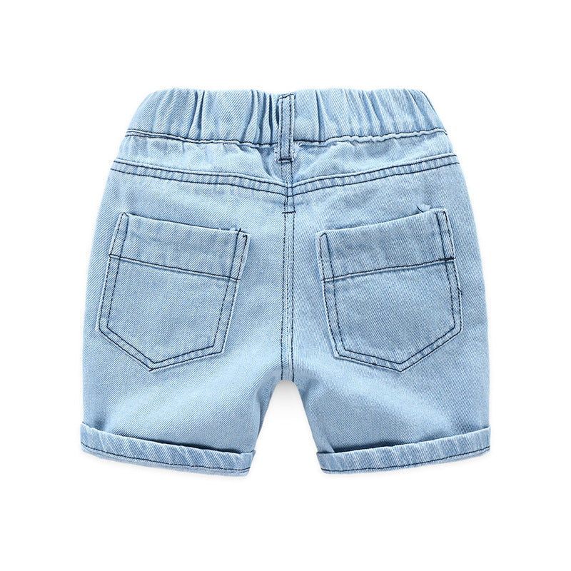 jual [119202] - Celana Pendek Jeans Sobek Anak - Motif Blue Denim 
