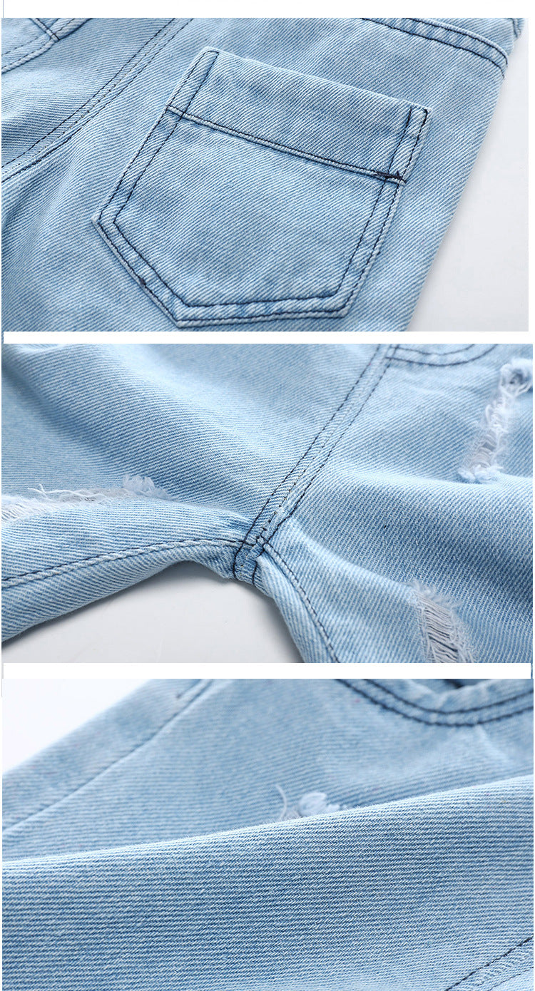 jual [119202] - Celana Pendek Jeans Sobek Anak - Motif Blue Denim 
