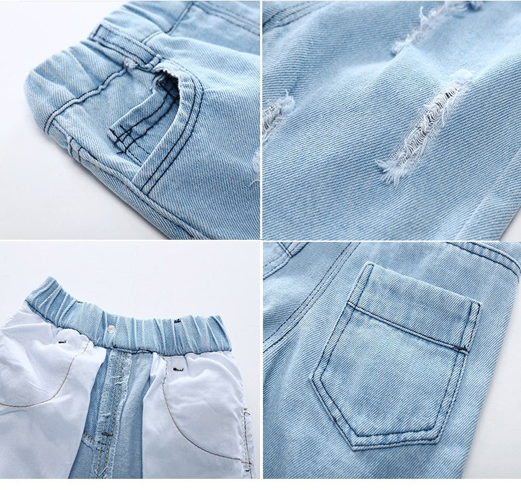 jual [119202] - Celana Pendek Jeans Sobek Anak - Motif Blue Denim 