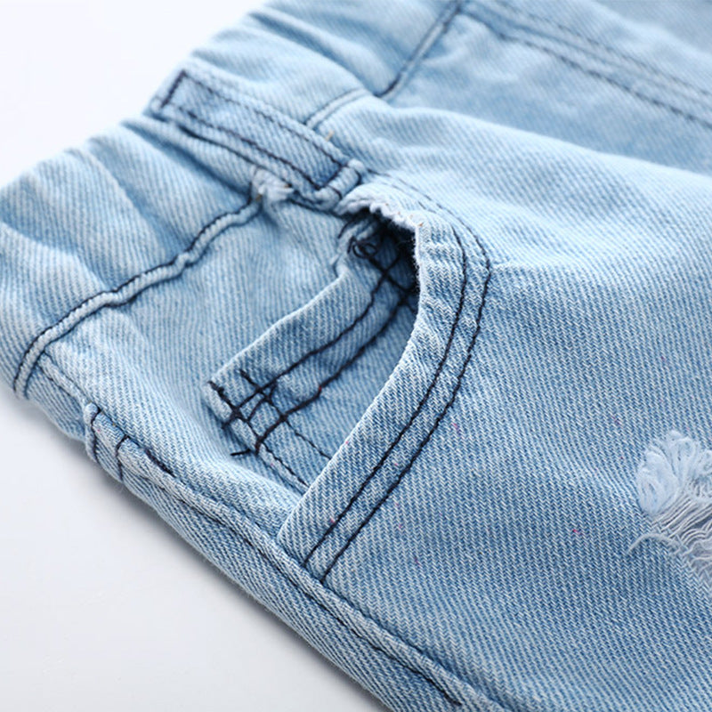 jual [119202] - Celana Pendek Jeans Sobek Anak - Motif Blue Denim 