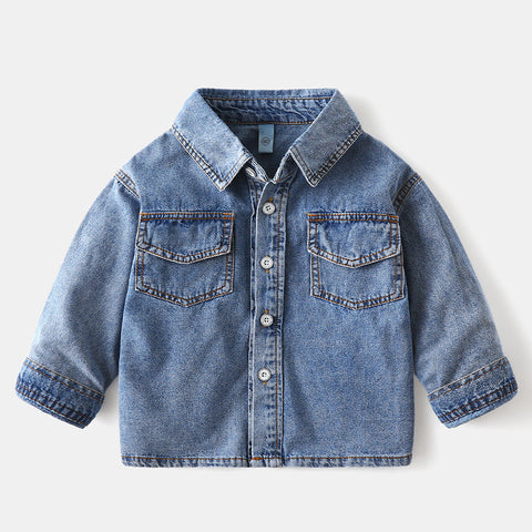 [119267] - Jaket Kemeja Jeans Style Anak - Motif Big Pockets
