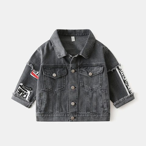 [119277] - Atasan Jaket Jeans Style Anak - Motif Hand Patch