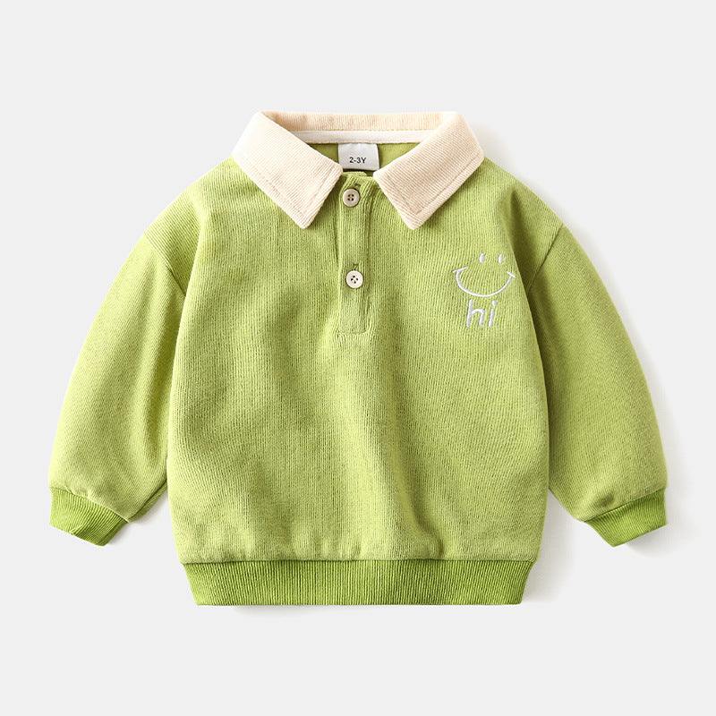 [119291] -Atasan Sweater Kerah Keren Anak Import - Motif Two Buttons