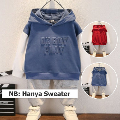 [119313] - Atasan Sweater Hoodie Anak - Motif Embossed Alphabet